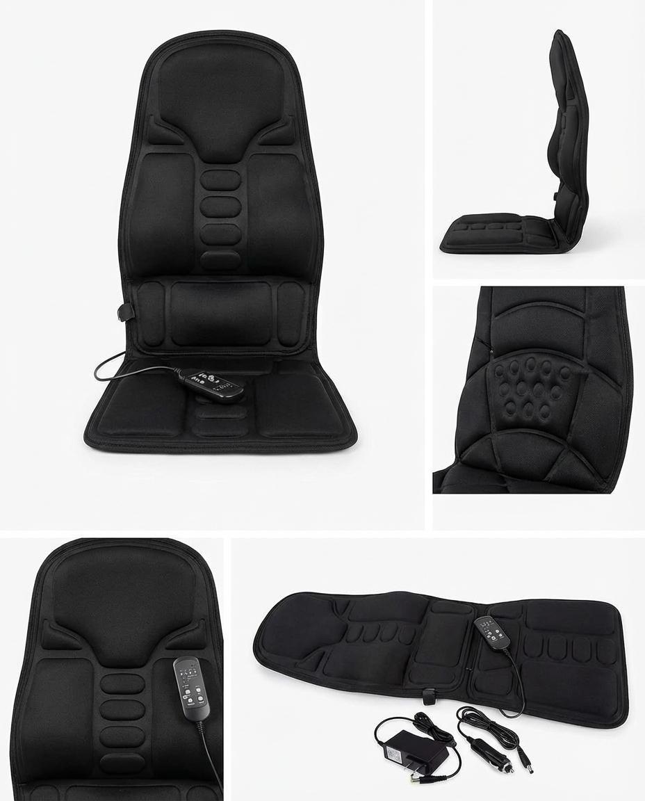 Arvona™ Full-Body Heated Massage Seat Topper – Smart 5-Point Relaxation System