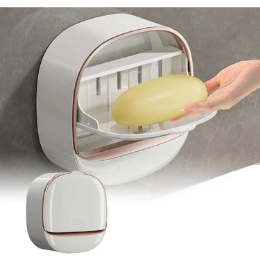 Wall Mounted Double Layer Soap Holder with Cover – No Drill