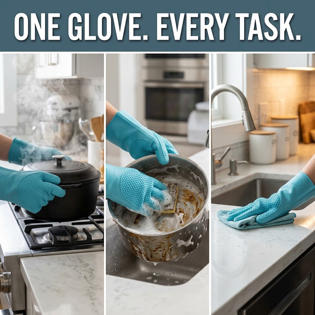 Magic Silicone Dishwashing Gloves – Reusable Kitchen Scrubber