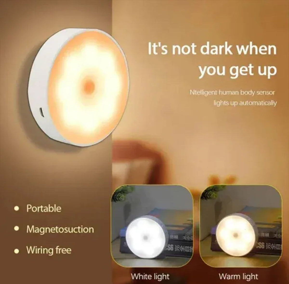 Rechargeable LED Motion Sensor Night Lamp for Bedroom & Wardrobe
