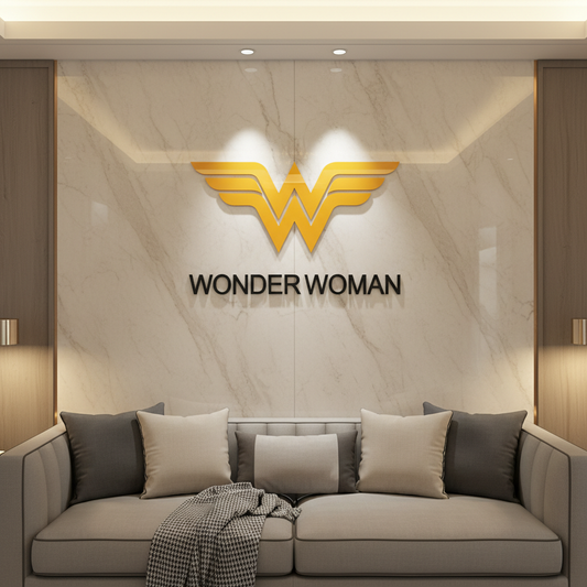 Wonder Woman Signature Acrylic Wall Art – Premium Heroine Home Decor