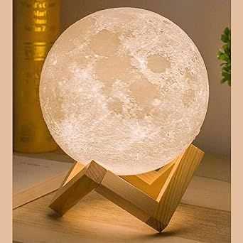 3D Moon Lamp – 15 cm Touch Sensor Night Light with Stand, 3 Colours