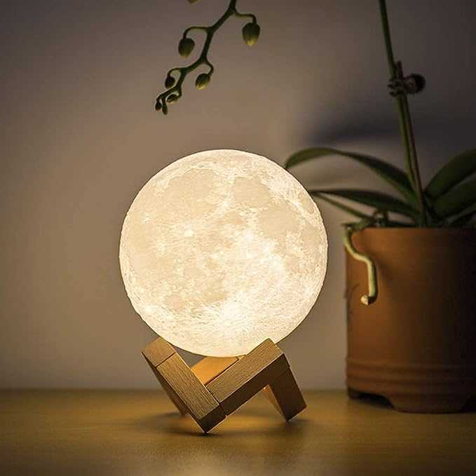 3D Moon Lamp – 15 cm Touch Sensor Night Light with Stand, 3 Colours