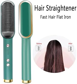2-in-1 Hair Straightener Brush & Curling Comb – Anti-Scald
