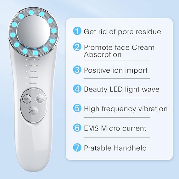 7-in-1 Galvanic Facial Massager – EMS Lift & LED Therapy