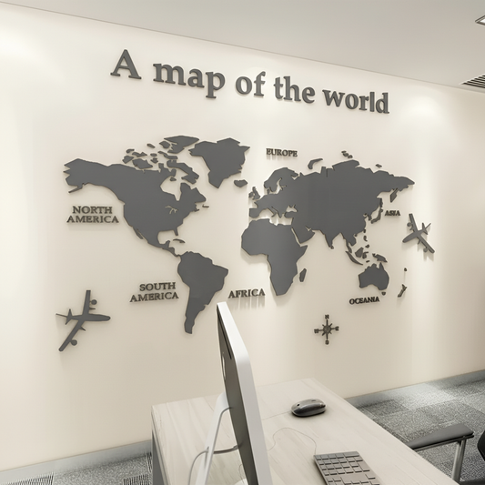 Executive 3D Acrylic World Map Wall Art for Office & Home (Large)