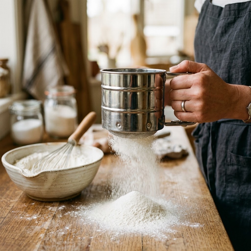 Stainless Steel Flour Sifter – Double-Layer Fine Mesh Baking Sieve