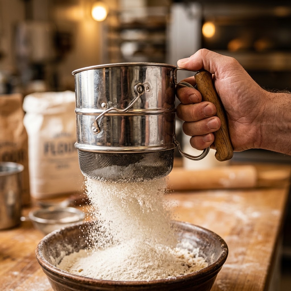 Stainless Steel Flour Sifter – Double-Layer Fine Mesh Baking Sieve
