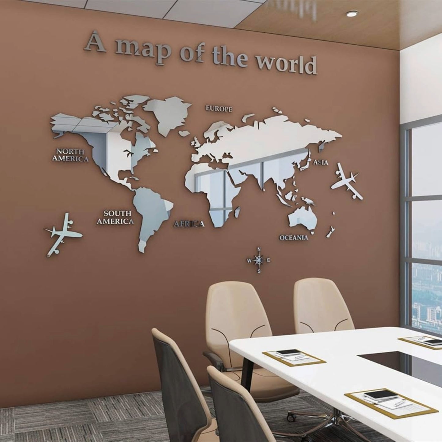 Executive 3D Acrylic World Map Wall Art for Office & Home (Large)