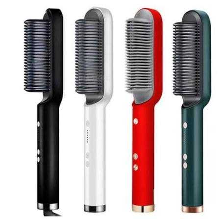2-in-1 Hair Straightener Brush & Curling Comb – Anti-Scald
