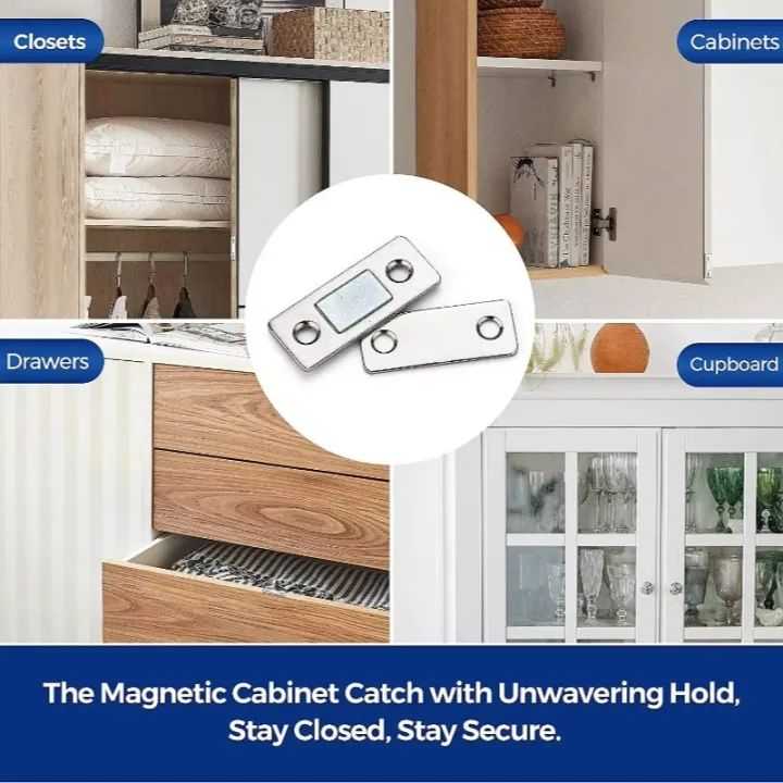 Ultra-Thin Magnetic Cabinet Door Catch – Strong Adhesive Latch