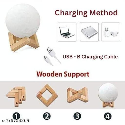 3D Moon Lamp – 15 cm Touch Sensor Night Light with Stand, 3 Colours