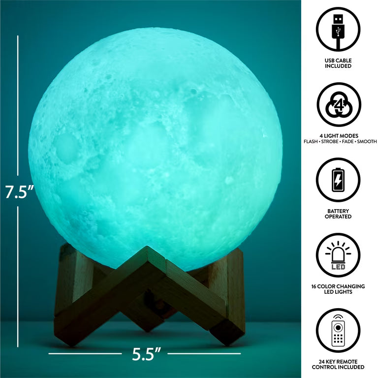3D Moon Lamp – 15 cm Touch Sensor Night Light with Stand, 3 Colours