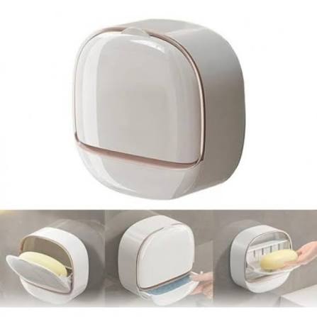 Wall Mounted Double Layer Soap Holder with Cover – No Drill