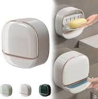Wall Mounted Double Layer Soap Holder with Cover – No Drill