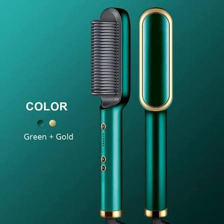 2-in-1 Hair Straightener Brush & Curling Comb – Anti-Scald