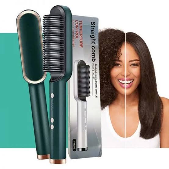 2-in-1 Hair Straightener Brush & Curling Comb – Anti-Scald