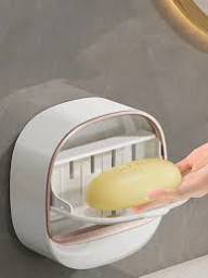 Wall Mounted Double Layer Soap Holder with Cover – No Drill