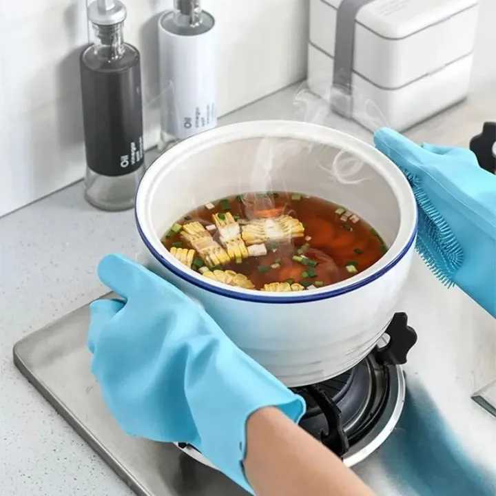 Magic Silicone Dishwashing Gloves – Reusable Kitchen Scrubber
