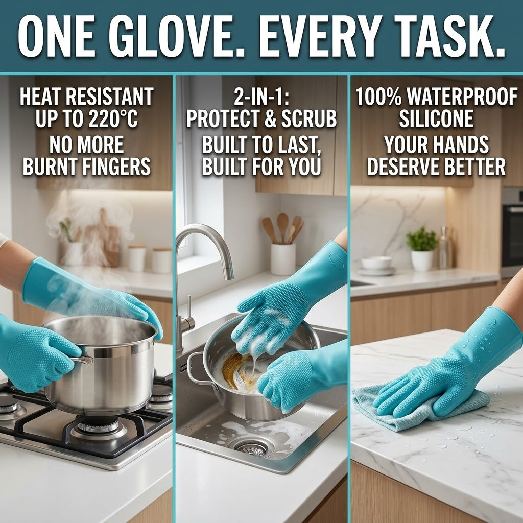 Magic Silicone Dishwashing Gloves – Reusable Kitchen Scrubber